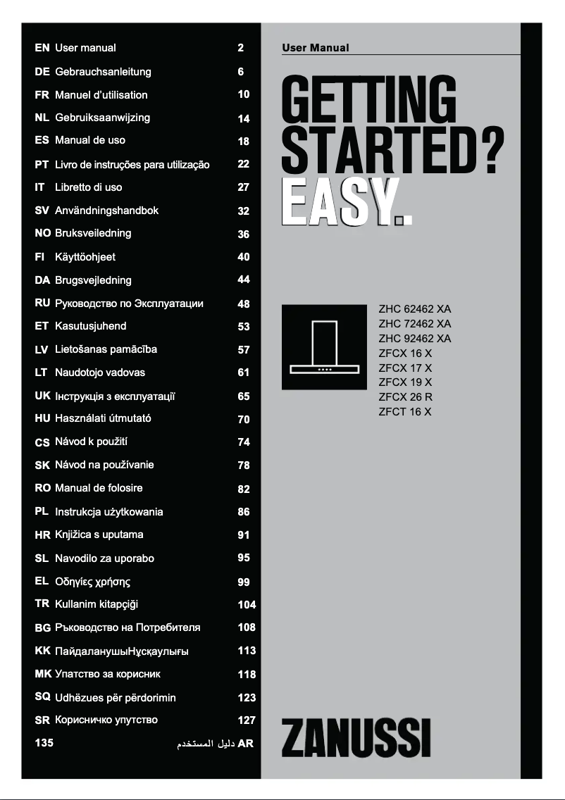 Page n°1 - Manuel utilisateur Zanussi ZFCX17X