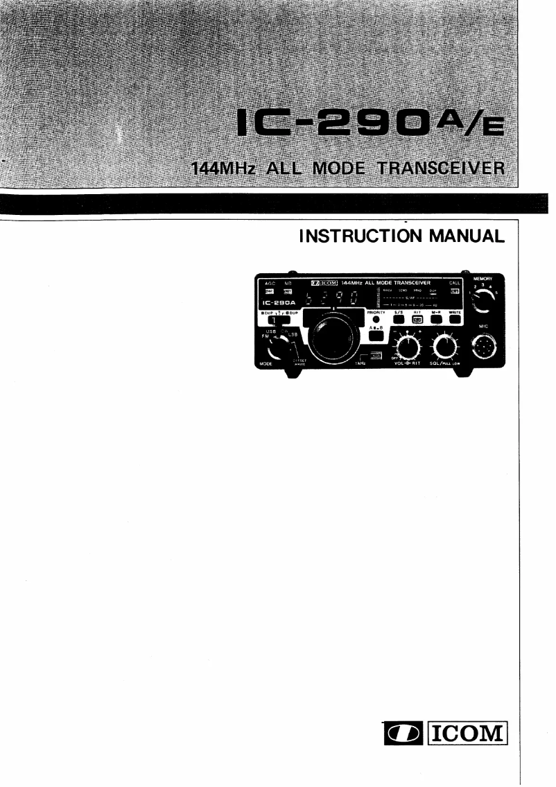 Page 1 de la notice Manuel utilisateur ICOM IC-290A