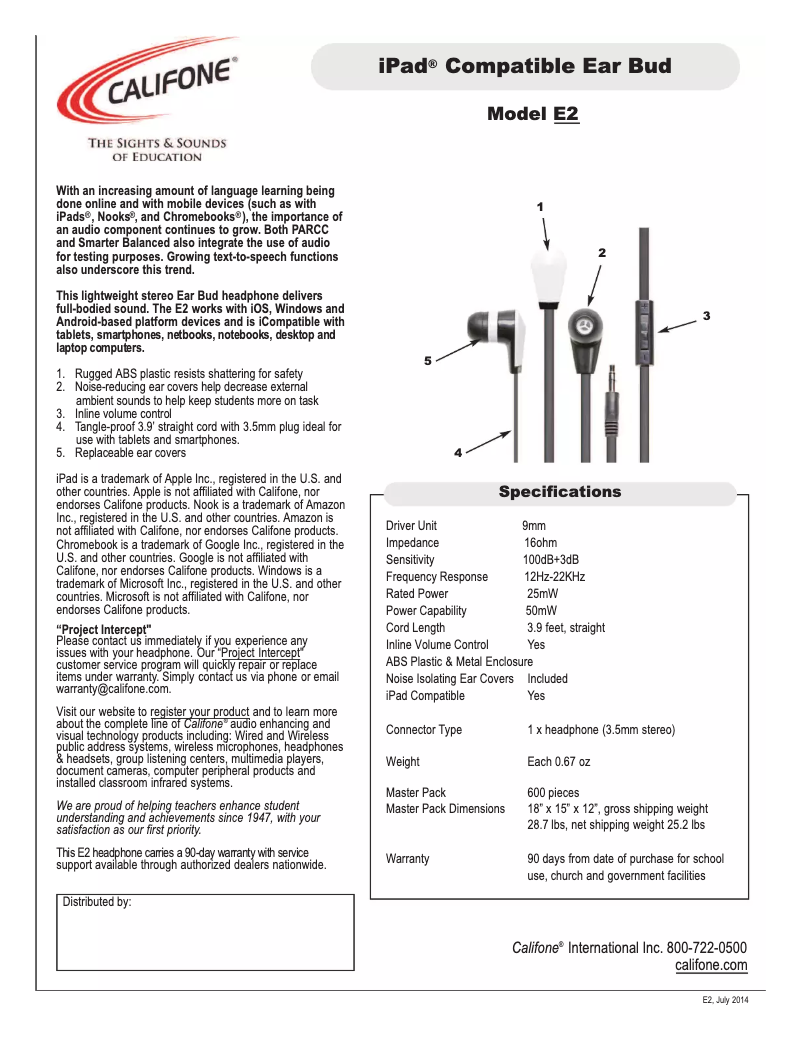 Image de la première page du manuel de l'appareil E2