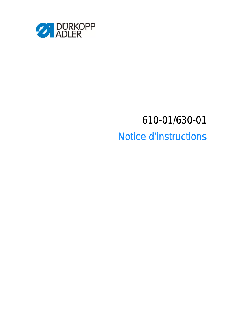 Page 1 de la notice Manuel utilisateur Dürkopp Adler 630-01