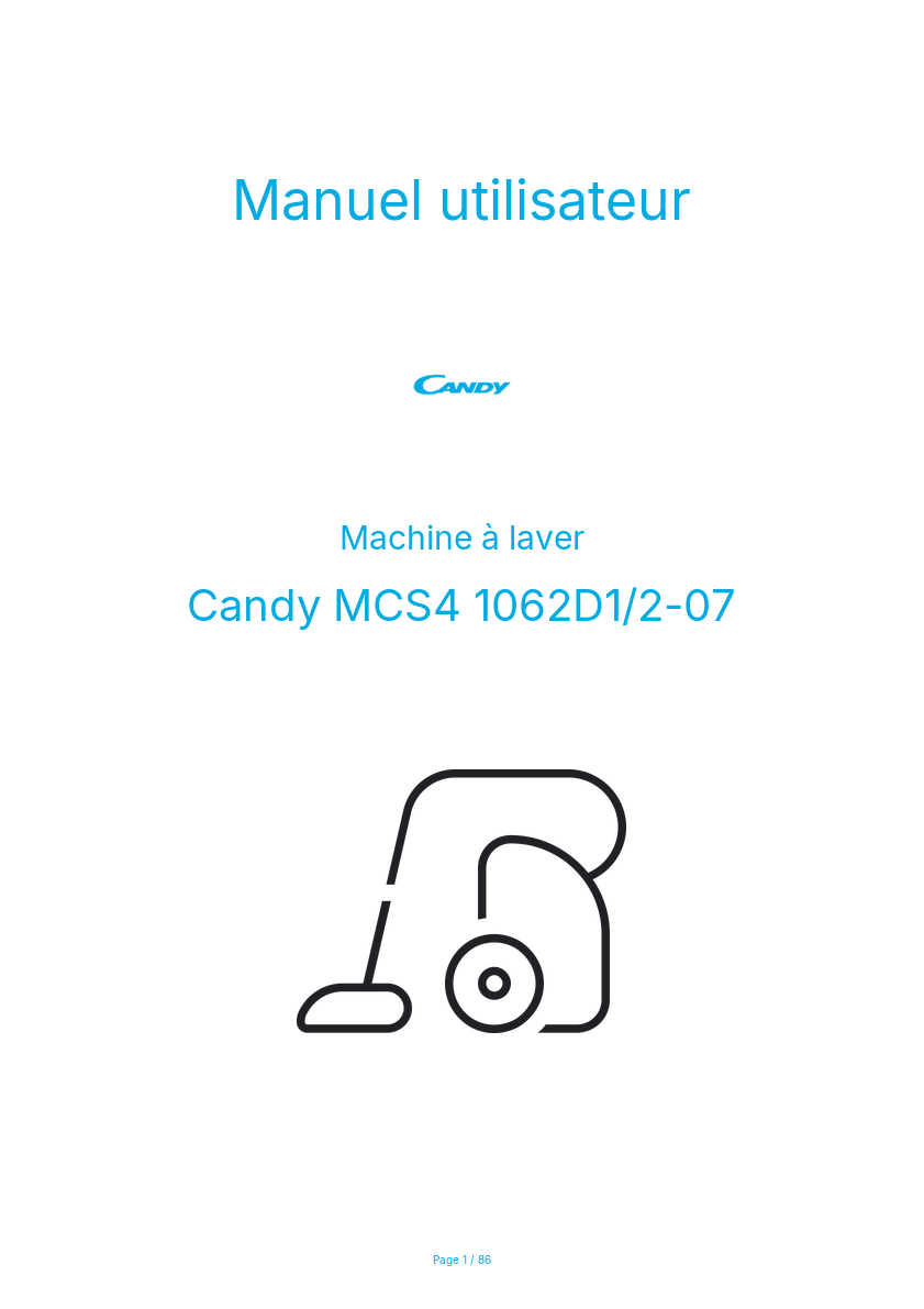 Page n°1 - Manuel utilisateur Candy MCS4 1062D1/2-07