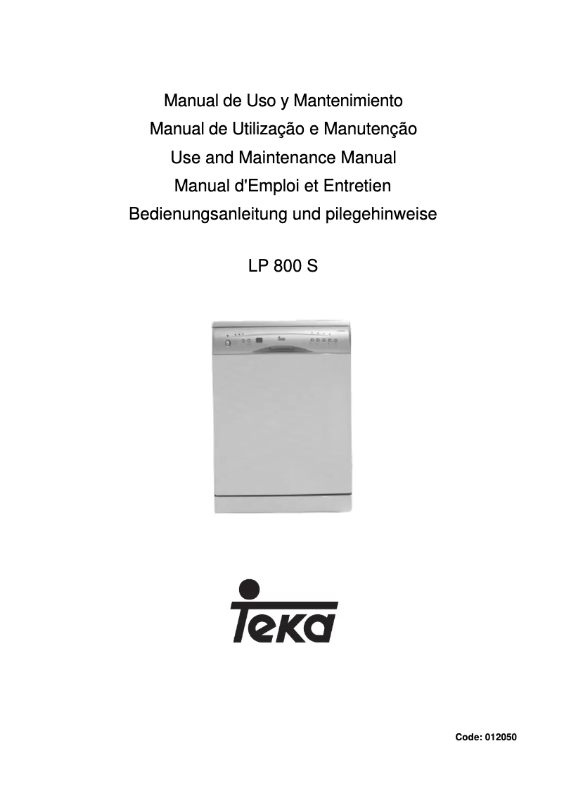 Page n°1 - Manuel utilisateur Teka LP 800 S