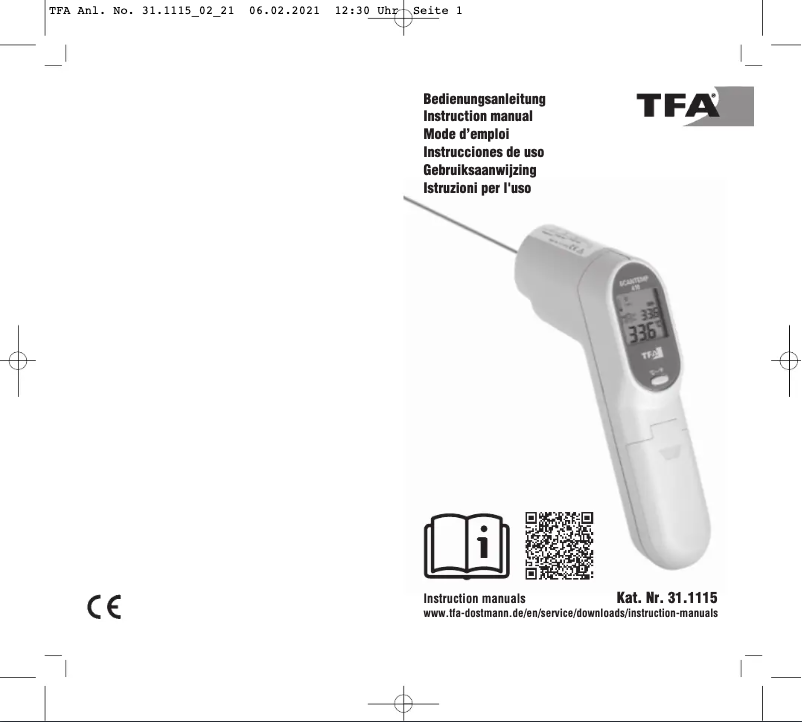 Page 1 de la notice Manuel utilisateur TFA ScanTemp 410 31.1115