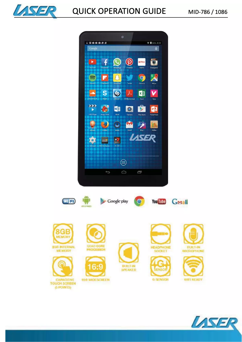 Page 1 de la notice Manuel utilisateur Laser MID-786