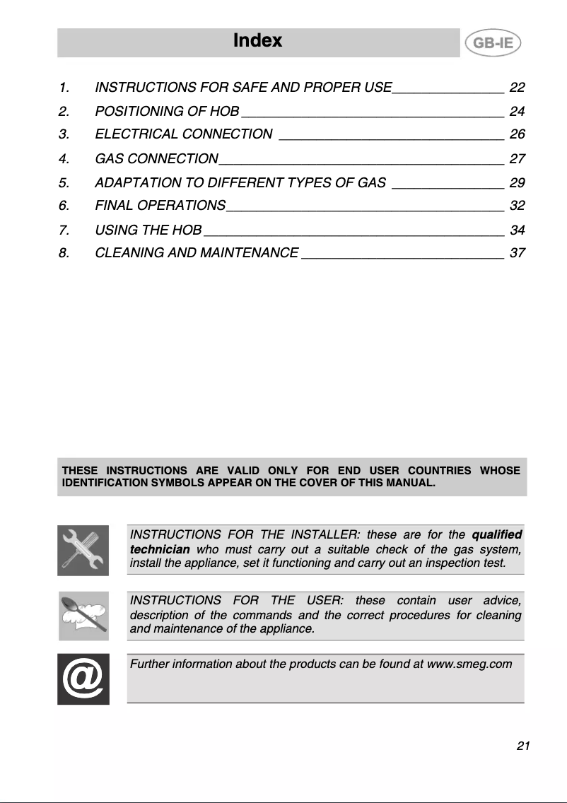 Page n°1 - Manuel utilisateur Smeg SE60S3