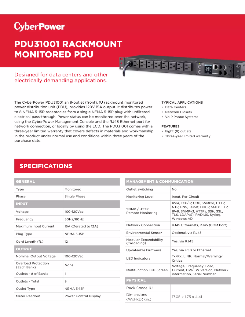 Image de la première page du manuel de l'appareil PDU31001