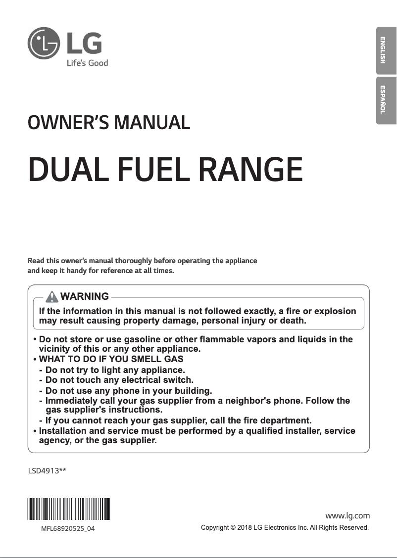 Imagen de la primera página del manual del dispositivo LSD4913ST