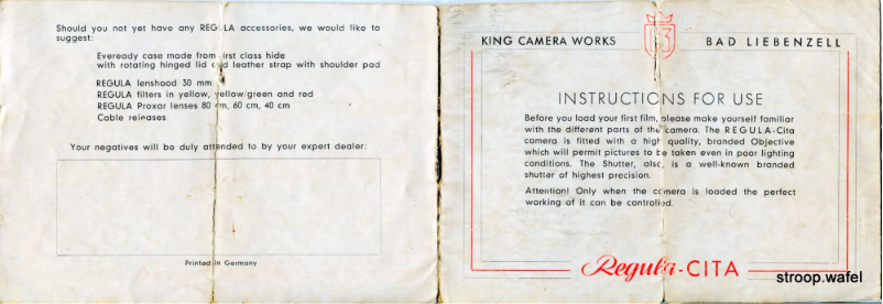 Page 1 de la notice Manuel utilisateur Regula-Werk King Regula Cita