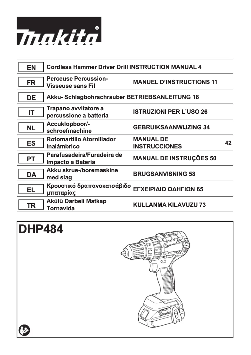 Page 1 de la notice Manuel utilisateur Makita DHP484