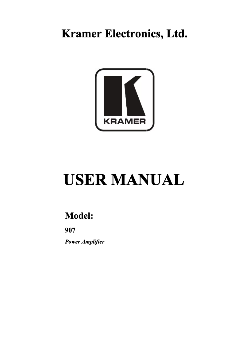 Page n°1 - Manuel utilisateur Kramer 907