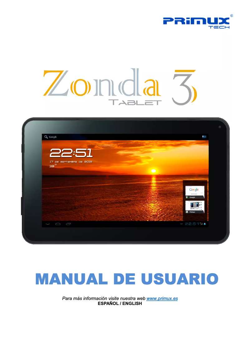 Página 1 del manual Manual de usuario Primux Zonda 3