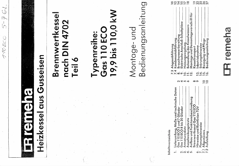 Image de la première page du manuel de l'appareil Gas 110 Eco