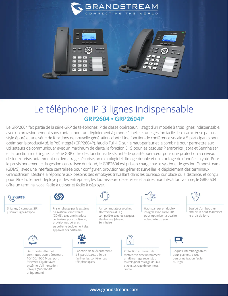 Page n°1 - Fiche technique Grandstream GRP2604(P)