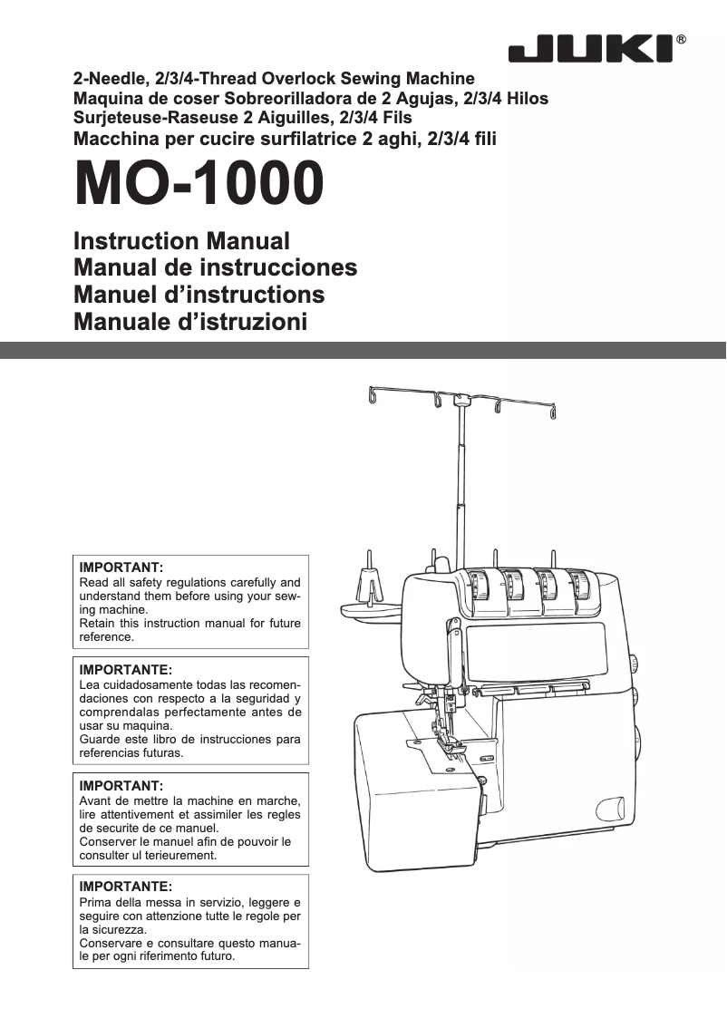 Page n°1 - Manuel utilisateur Juki MO-1000
