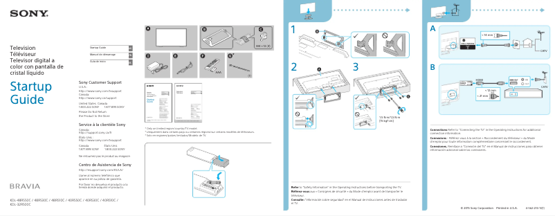 Page 1 de la notice Guide d'installation Sony KDL-40R510C