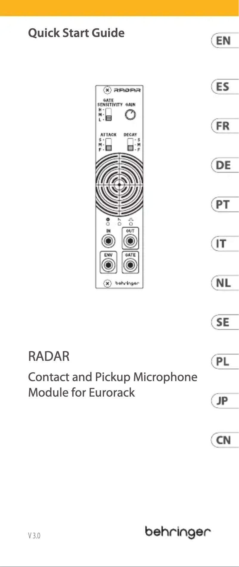Page n°1 - Manuel utilisateur Behringer RADAR