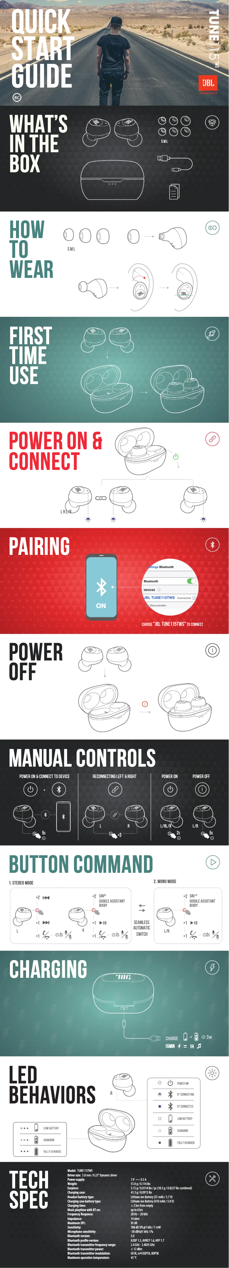 Image de la première page du manuel de l'appareil TUNE 115TWS