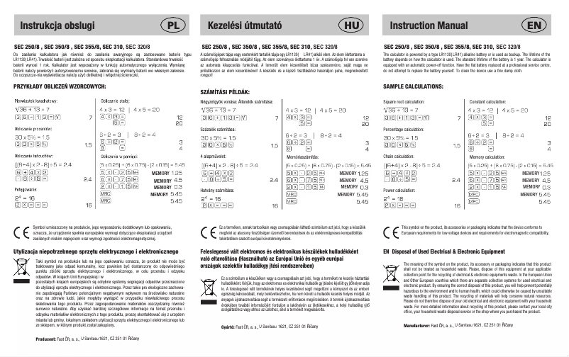 Page 1 de la notice Manuel utilisateur Sencor SEC 250