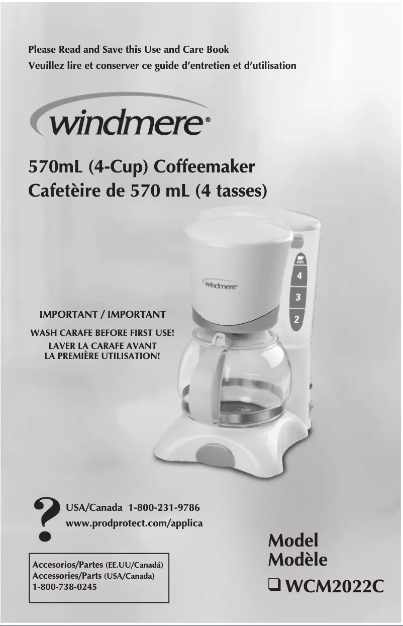 Page n°1 - Manuel utilisateur Windmere WCM2022C