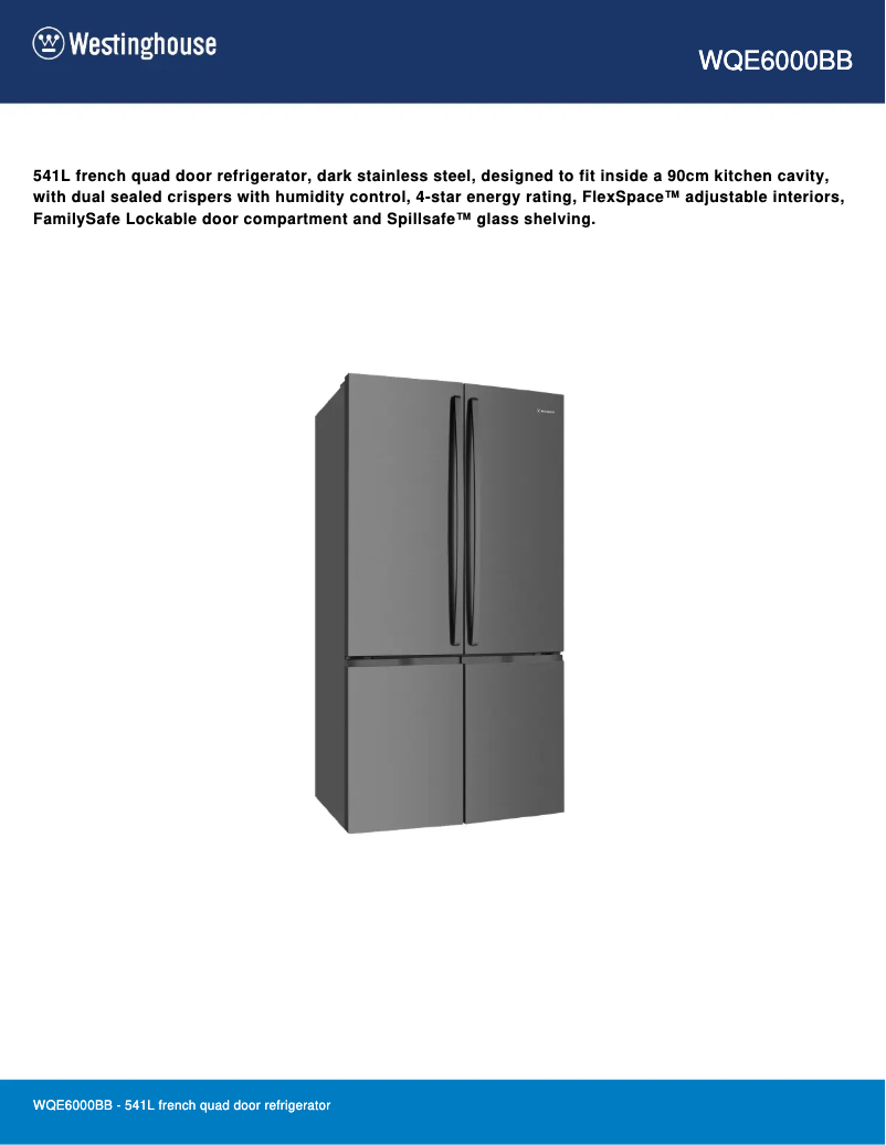 Image de la première page du manuel de l'appareil WQE6000BB