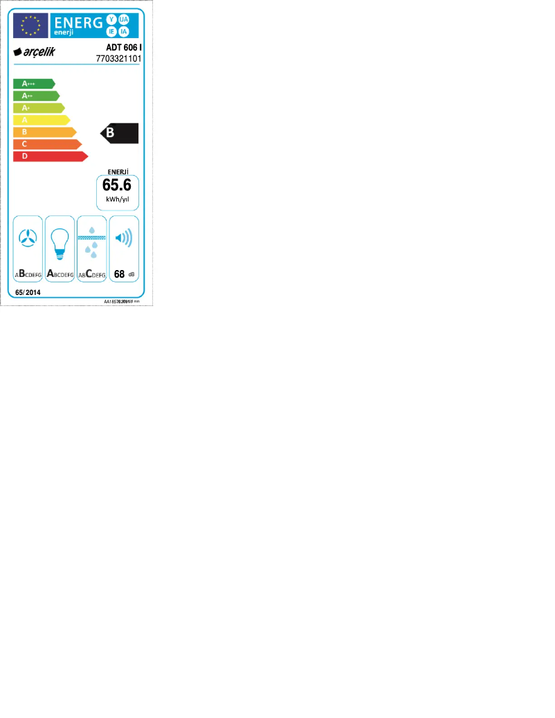 Page 1 de la notice Label énergétique Arçelik ADT 606 I