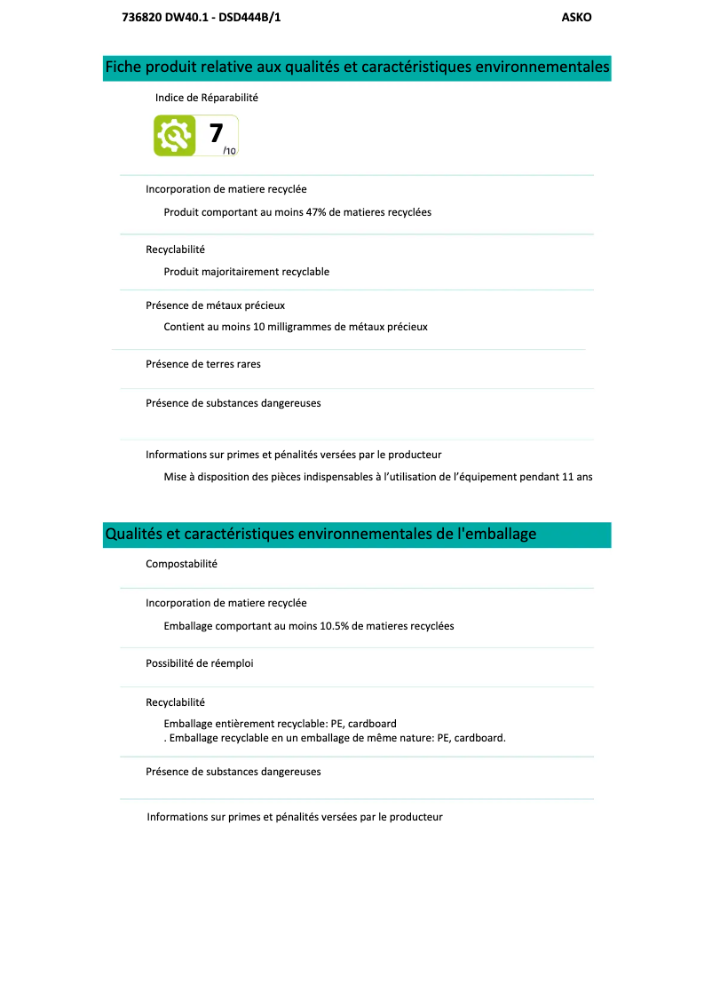 Image de la première page du manuel de l'appareil DSD444B