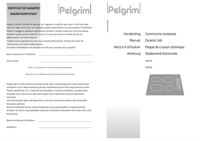 Page n°1 - Manuel utilisateur Pelgrim CKB 640