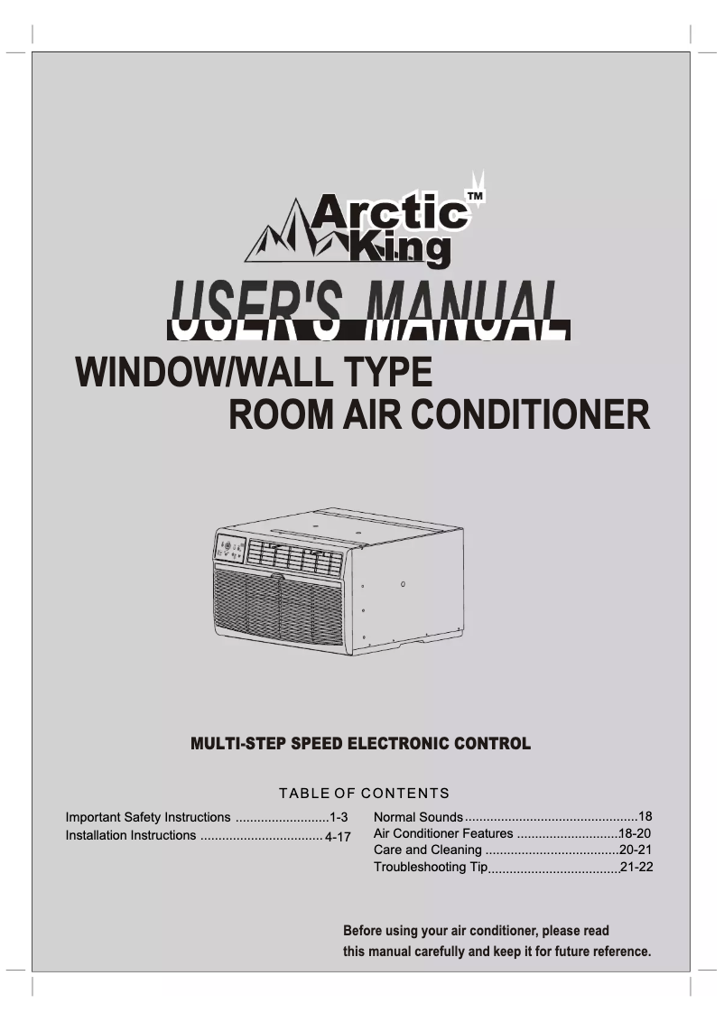 Page 1 de la notice Manuel utilisateur Arctic King AKW15CR61
