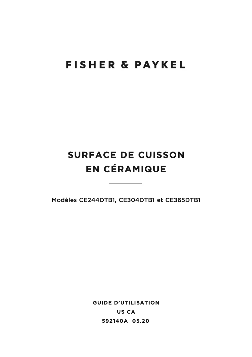 Page 1 de la notice Manuel utilisateur Fisher & Paykel CE304DTB1