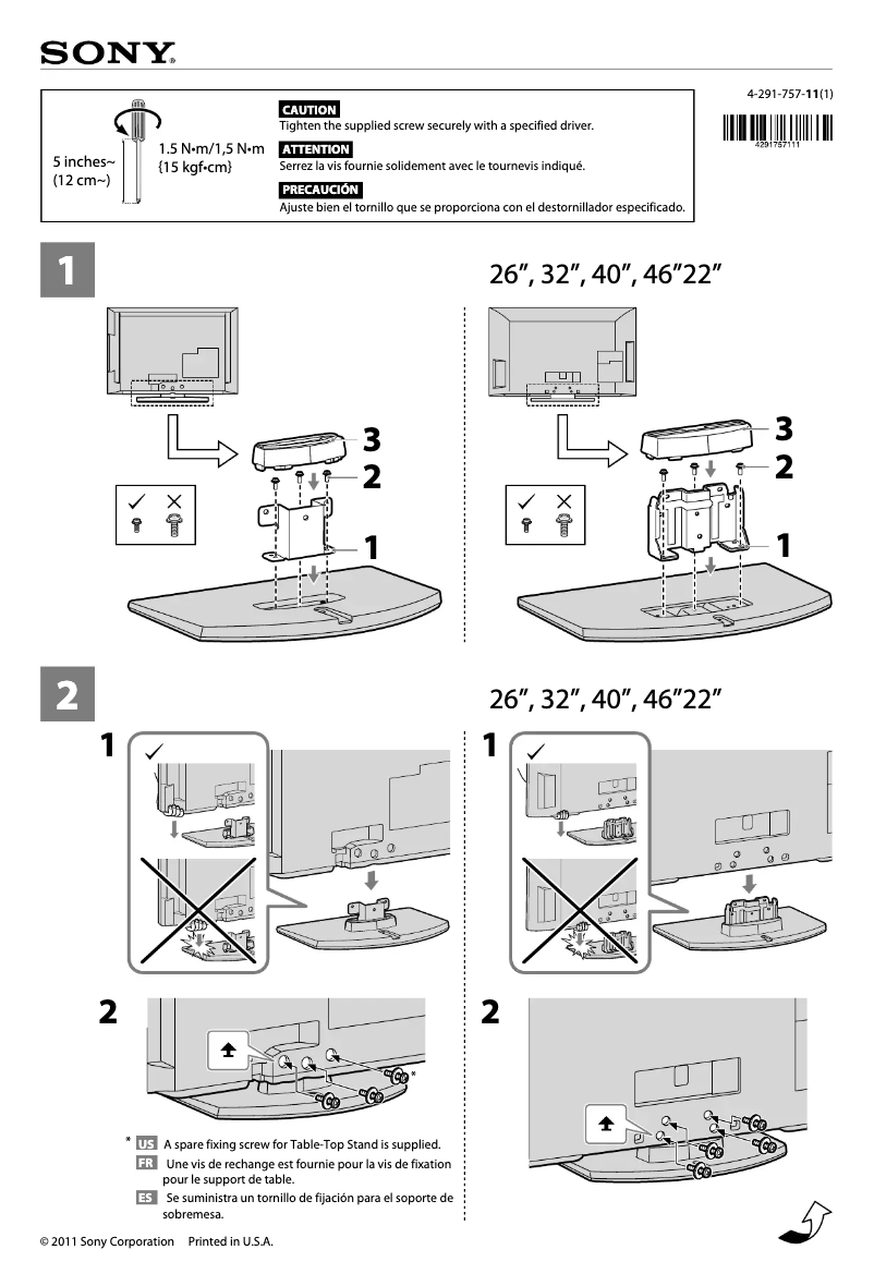 Page 1 de la notice Manuel utilisateur Sony Bravia KDL-32BX321