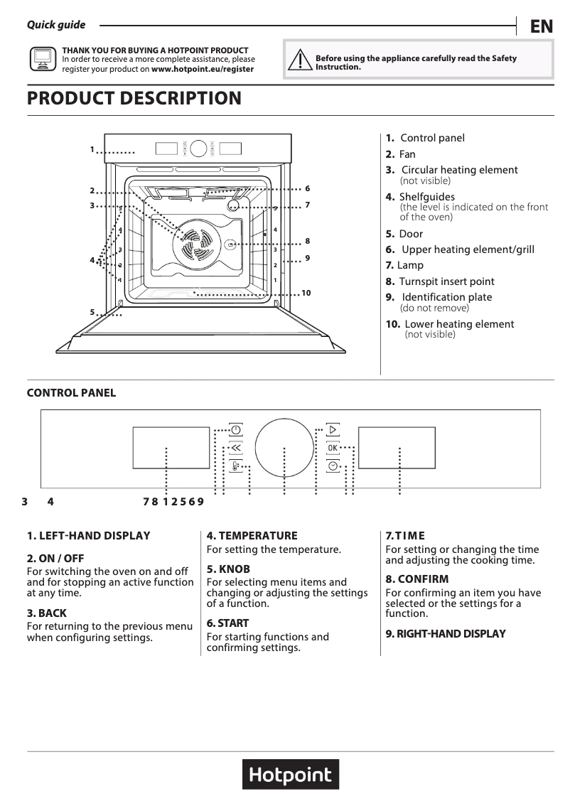 Page n°1 - Manuel utilisateur Hotpoint SI4 854 P IX