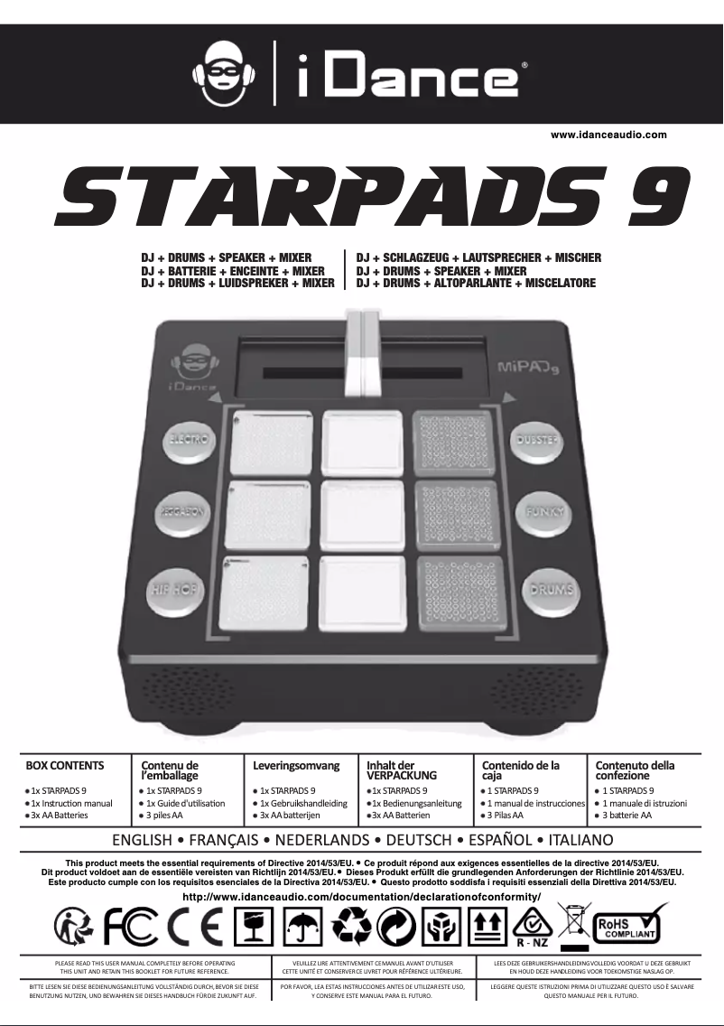 Page 1 de la notice Manuel utilisateur iDance Star Pads 9
