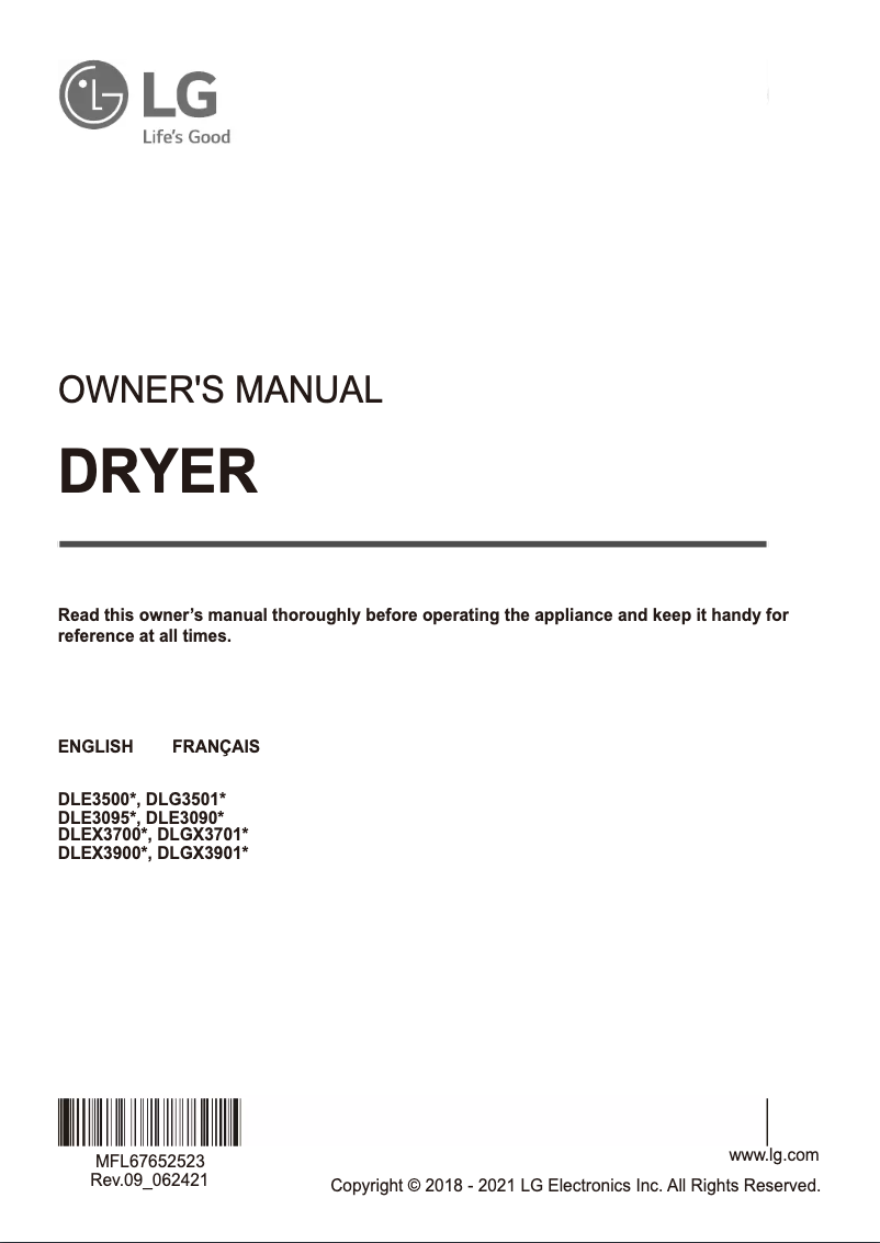 Página 1 del manual Manual de usuario LG DX3901B