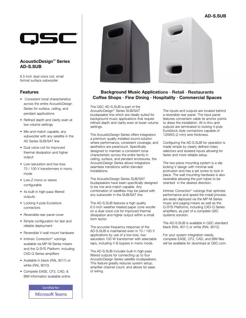 Image de la première page du manuel de l'appareil AD-S.SUB