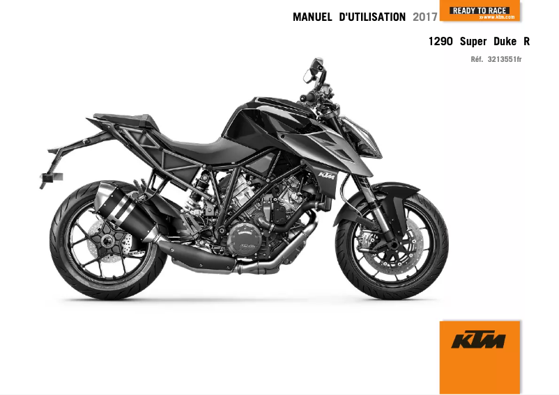 Page 1 de la notice Manuel utilisateur KTM 1290 Super Duke R (2017)