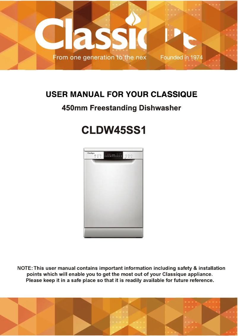 Page n°1 - Manuel utilisateur Classique CLDW45SS1