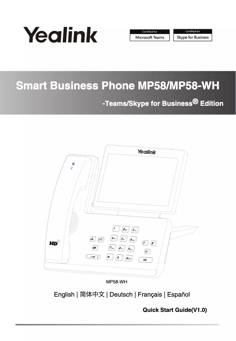 Página 1 del manual Manual de usuario Yealink MP58