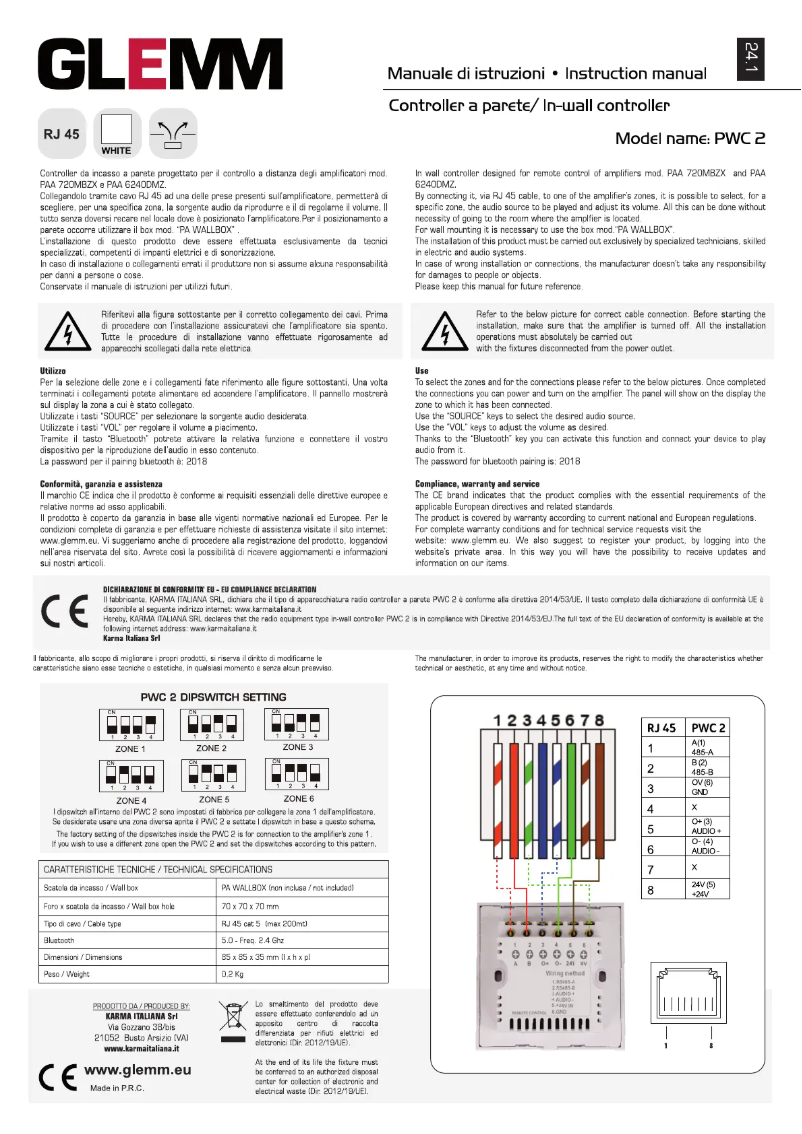 Page n°1 - Manuel utilisateur Glemm PWC 2