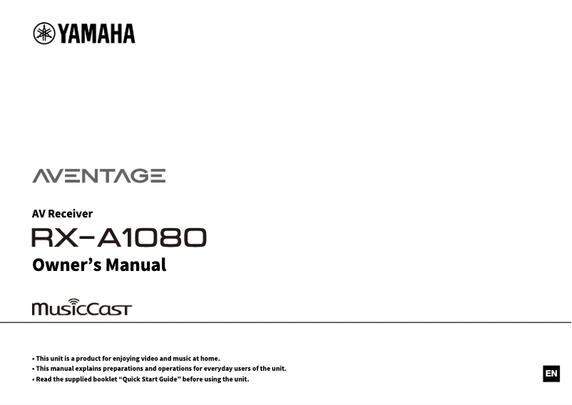 Page 1 de la notice Manuel utilisateur Yamaha Aventage RX-A1080
