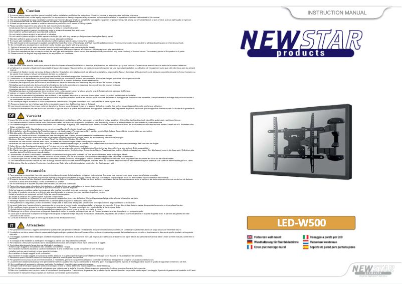 Page n°1 - Manuel utilisateur Newstar LED-W500