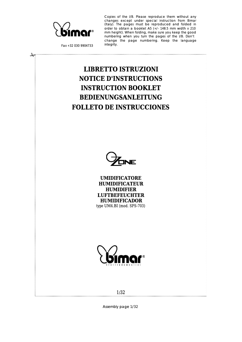 Página 1 del manual Manual de usuario Bimar UM4.BI