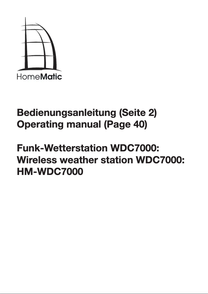 Page n°1 - Manuel utilisateur Homematic IP WDC7000