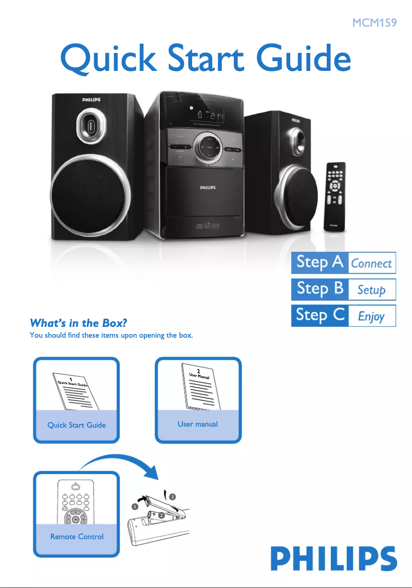 Page n°1 - Guide de démarrage rapide Philips MCM159