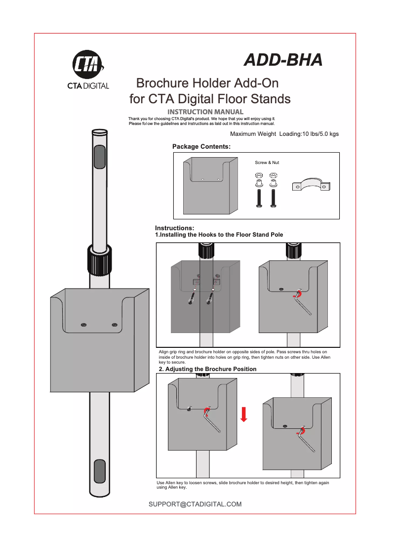 Page 1 de la notice Manuel utilisateur CTA Digital ADD-BHA