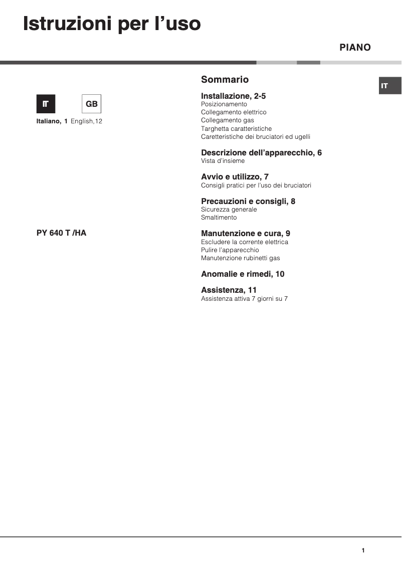 Image de la première page du manuel de l'appareil PY 640 T (IX)/HA