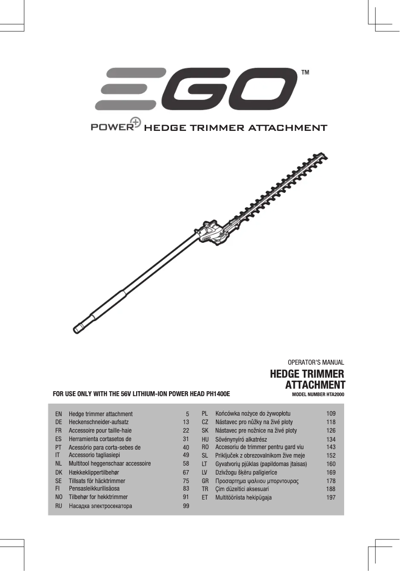 Page 1 de la notice Manuel utilisateur EGO MHT2000E