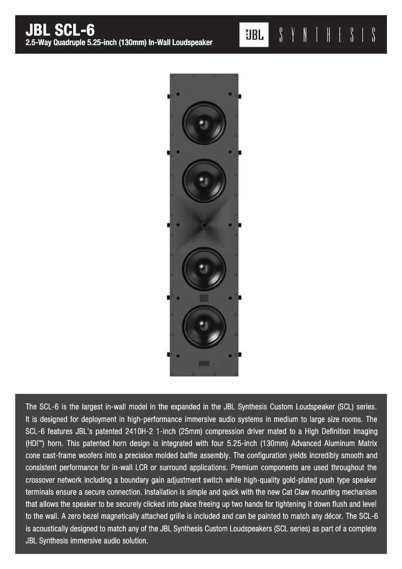 Page 1 de la notice Fiche technique JBL SCL-6
