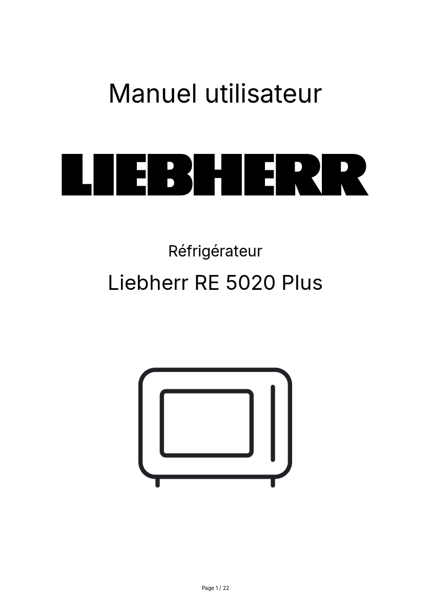 Image de la première page du manuel de l'appareil RE 5020 Plus