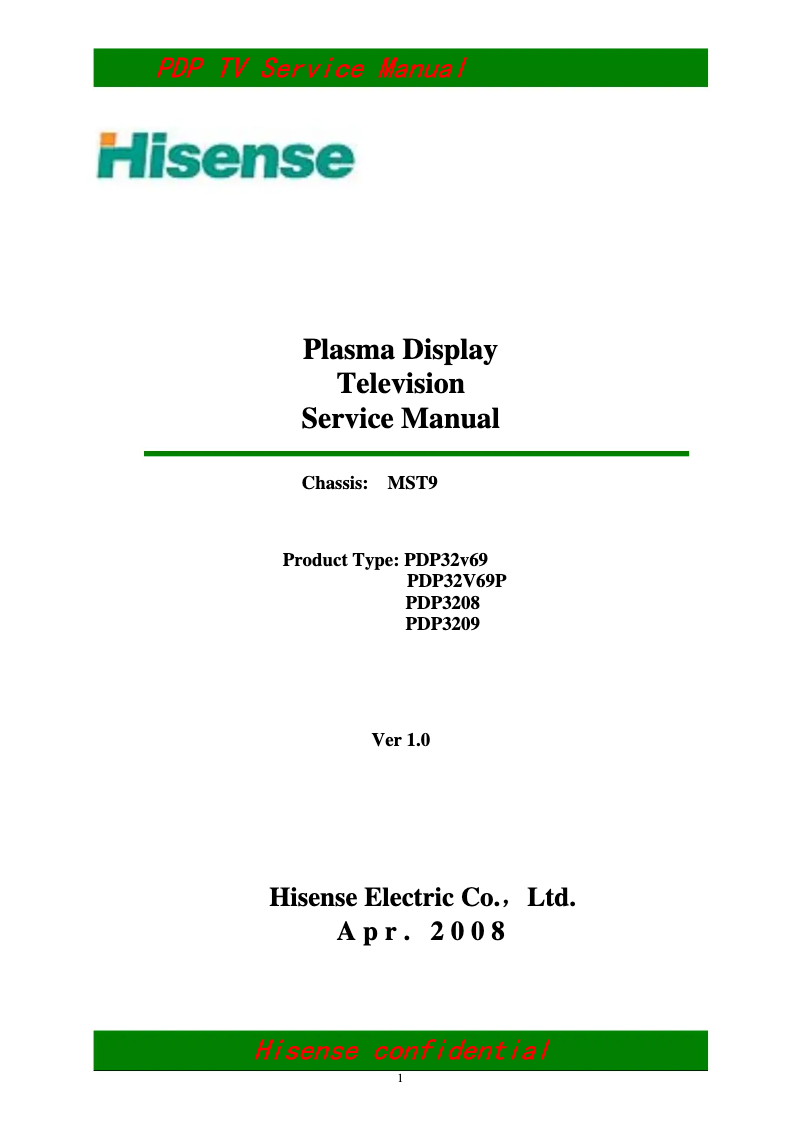 Página 1 del manual Manual de usuario Hisense PDP3209