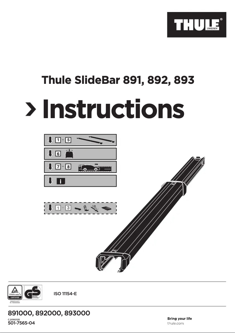 Page n°1 - Manuel utilisateur Thule SlideBar 893